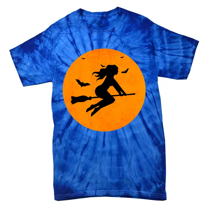 Simple Full Blood Moon Witch Bats Halloween Meaningful Gift Tie-Dye T-Shirt