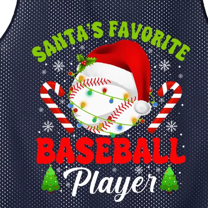 Santa's Favorite Baseball Player Christmas Mesh Reversible Basketball Jersey Tank