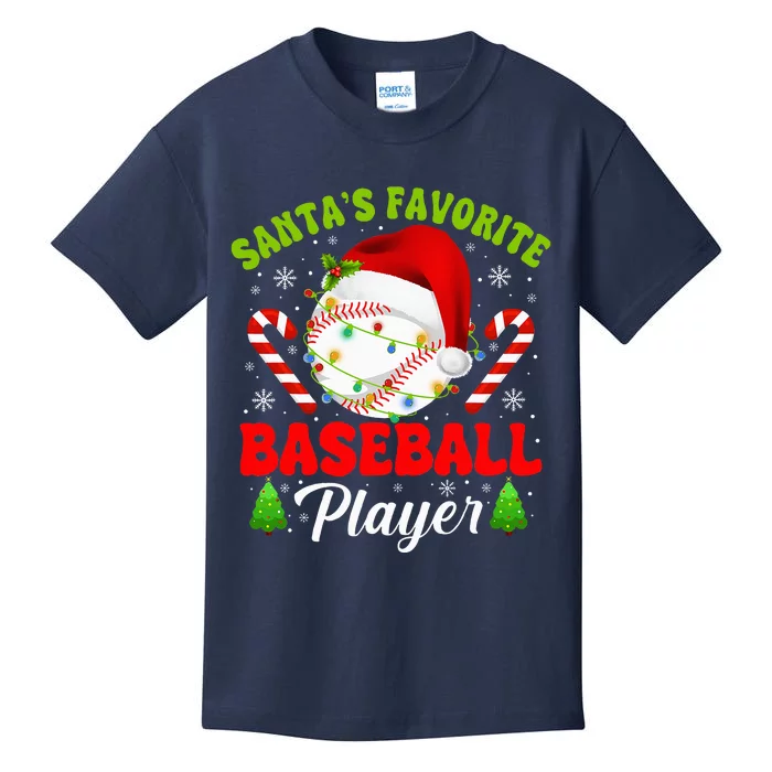 Santa's Favorite Baseball Player Christmas Kids T-Shirt