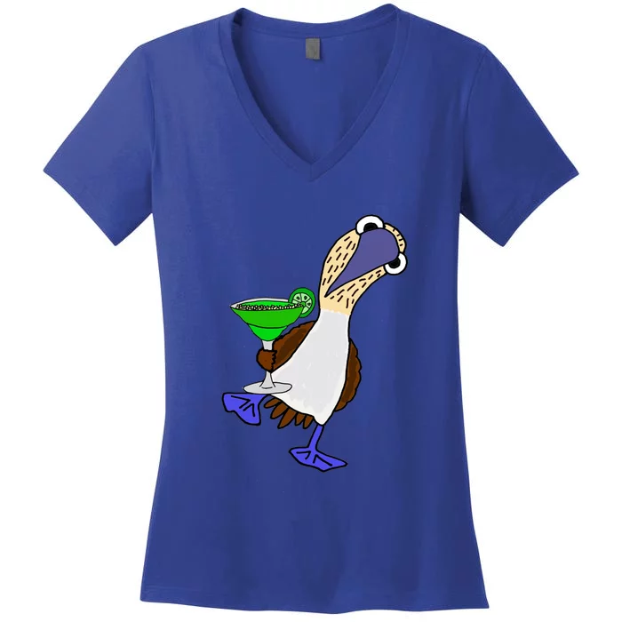 Smileteesall Funny BlueFooted Booby With Margarita Gift Women's V-Neck T-Shirt