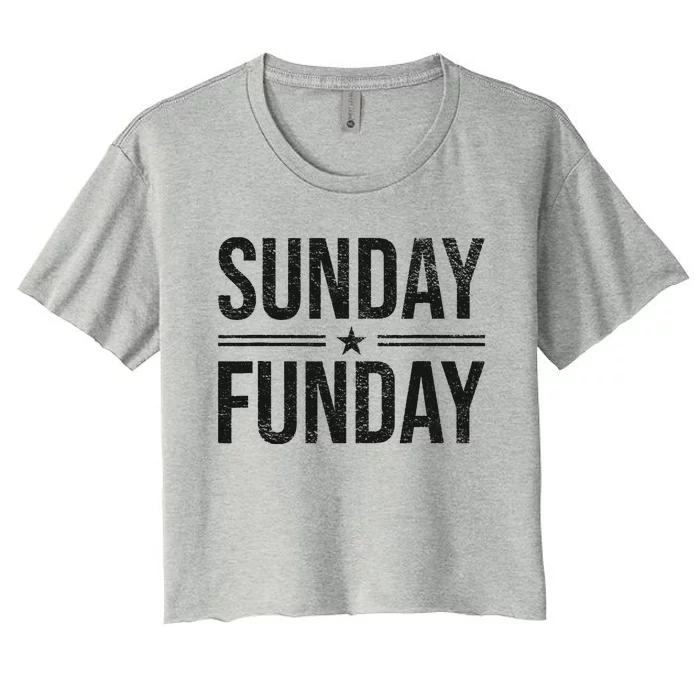 SUNDAY FUNDAY BRUNCH FOOTBALL SPORTS BBQ CHURCH Women's Crop Top Tee