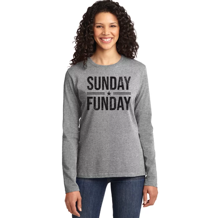 SUNDAY FUNDAY BRUNCH FOOTBALL SPORTS BBQ CHURCH Ladies Long Sleeve Shirt