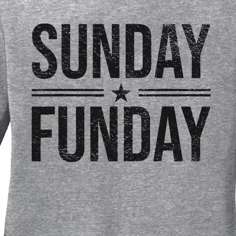 SUNDAY FUNDAY BRUNCH FOOTBALL SPORTS BBQ CHURCH Ladies Long Sleeve Shirt