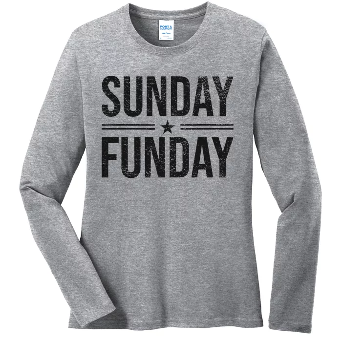 SUNDAY FUNDAY BRUNCH FOOTBALL SPORTS BBQ CHURCH Ladies Long Sleeve Shirt