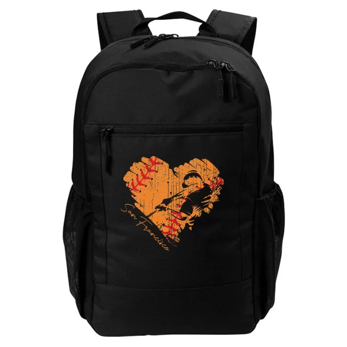 San Francisco Baseball Heart Distressed Vintage Daily Commute Backpack