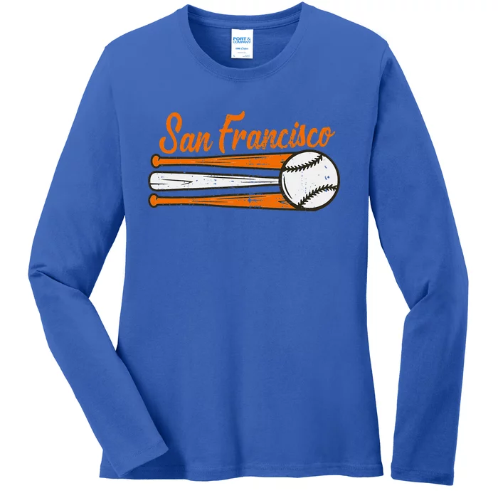 San Francisco Baseball Vintage Ladies Long Sleeve Shirt