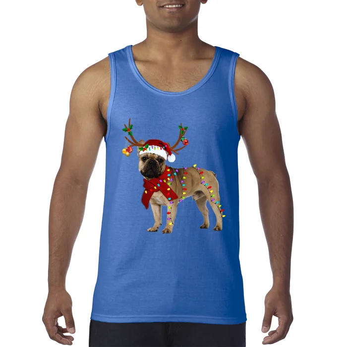 Santa French Bulldog Reindeer Light Christmas Cool Gift Tank Top