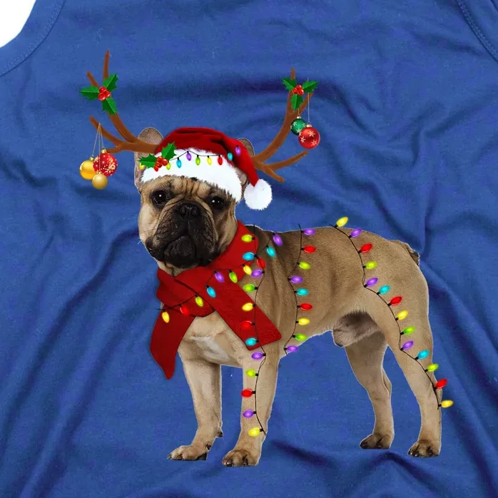 Santa French Bulldog Reindeer Light Christmas Cool Gift Tank Top