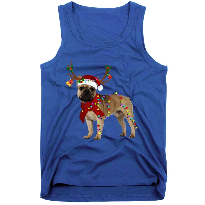 Santa French Bulldog Reindeer Light Christmas Cool Gift Tank Top