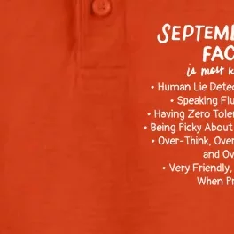 September Facts Birthday Funny Gift Born In September Virgo Gift Dry Zone Grid Performance Polo