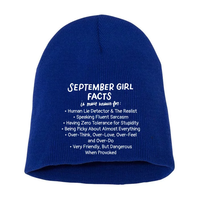 September Facts Birthday Funny Gift Born In September Virgo Gift Short Acrylic Beanie