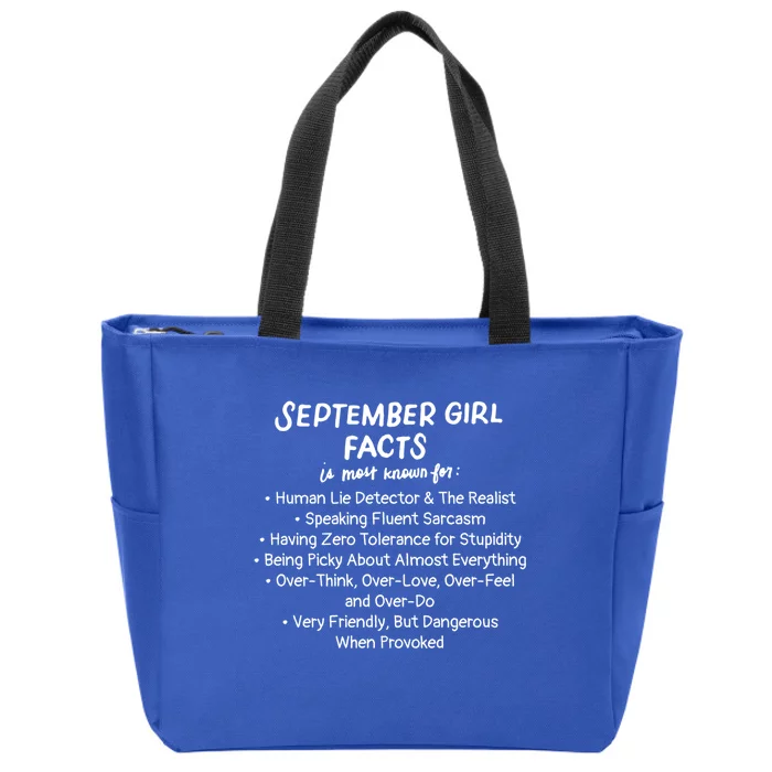 September Facts Birthday Funny Gift Born In September Virgo Gift Zip Tote Bag