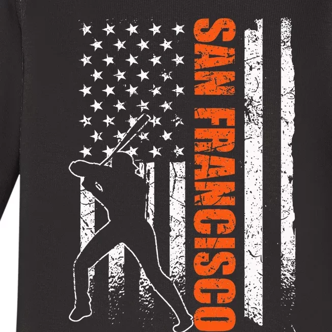 San Francisco Baseball Flag Usa Baby Long Sleeve Bodysuit