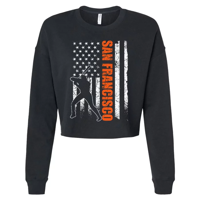 San Francisco Baseball Flag Usa Cropped Pullover Crew