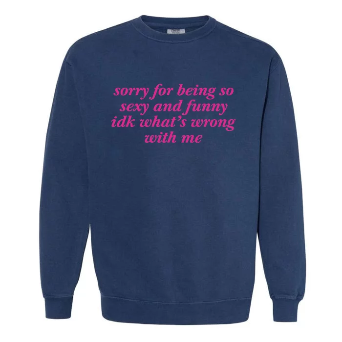 Sorry For Being So Sexy And Funny Idk WhatS Wrong Garment-Dyed Sweatshirt