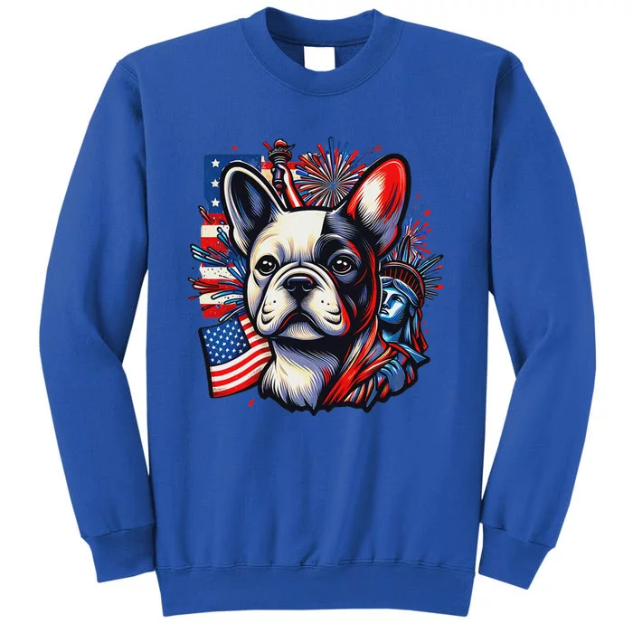 Stylish French Bulldog Patriotic Colors And American Flag Sweatshirt