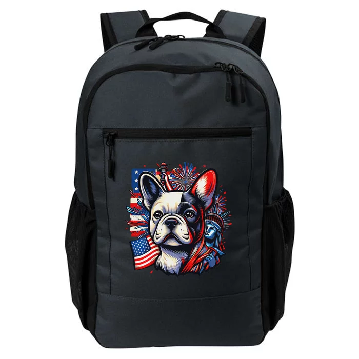 Stylish French Bulldog Patriotic Colors And American Flag Daily Commute Backpack