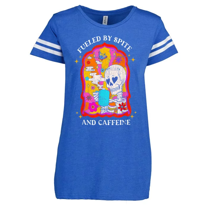 Skeleton Fueled By Spite And Caffeine Enza Ladies Jersey Football T-Shirt