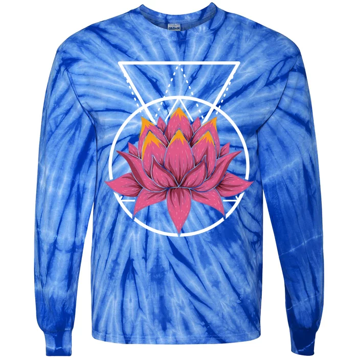 Spiritual Flower Blossom Yoga Fractal Geometry Lotus Gift Tie-Dye Long Sleeve Shirt