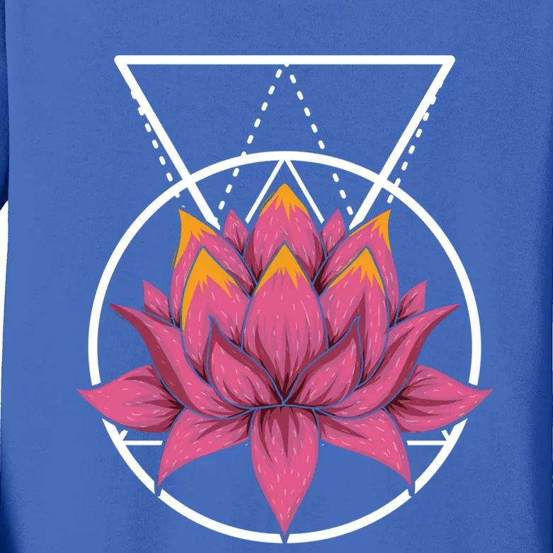 Spiritual Flower Blossom Yoga Fractal Geometry Lotus Gift Kids Long Sleeve Shirt