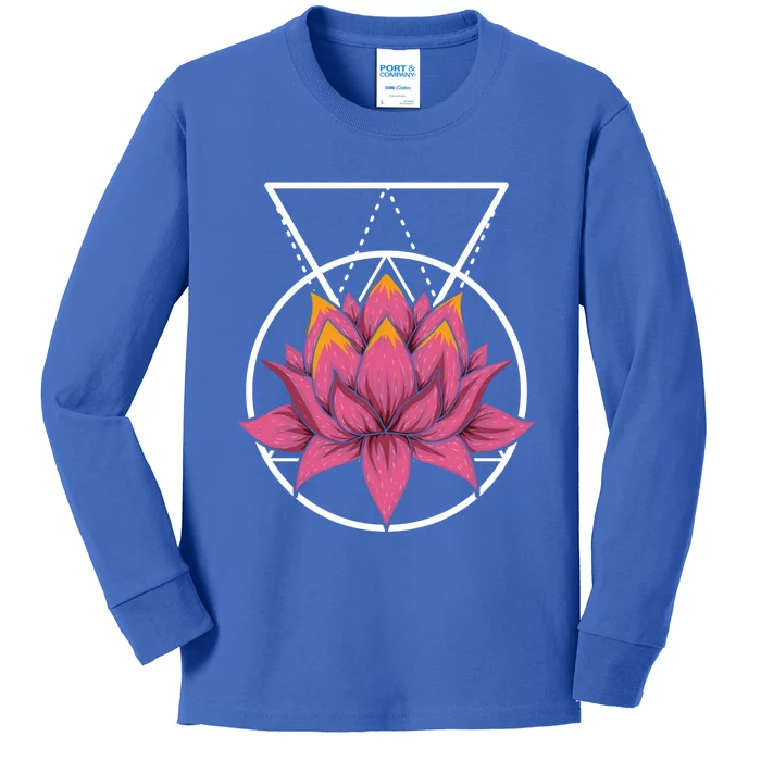 Spiritual Flower Blossom Yoga Fractal Geometry Lotus Gift Kids Long Sleeve Shirt