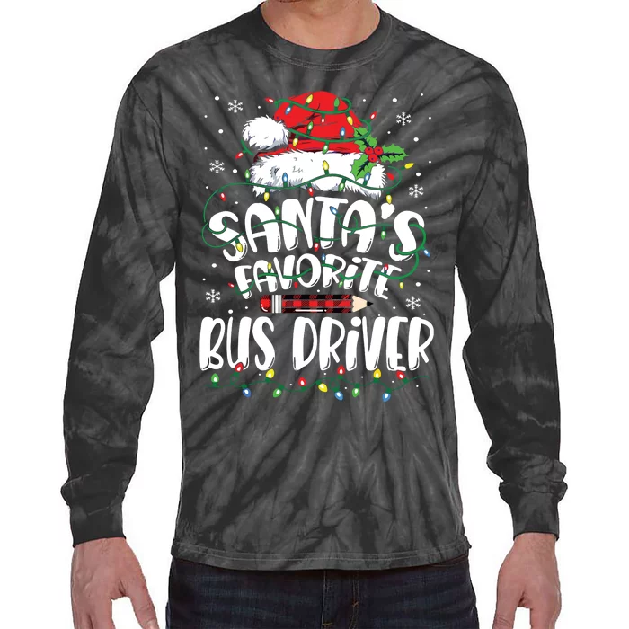 Santa Favorite Bus Driver Christmas Bus Driver Tie-Dye Long Sleeve Shirt