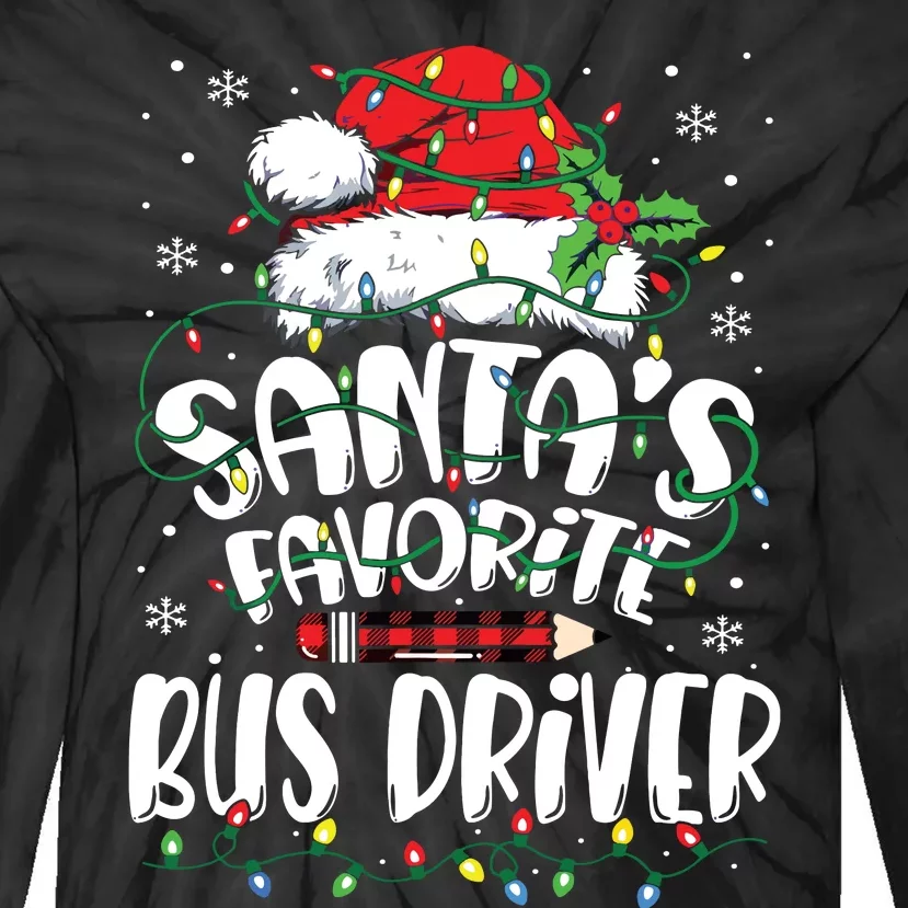 Santa Favorite Bus Driver Christmas Bus Driver Tie-Dye Long Sleeve Shirt