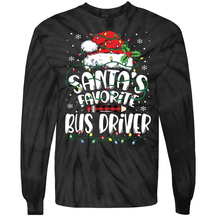 Santa Favorite Bus Driver Christmas Bus Driver Tie-Dye Long Sleeve Shirt