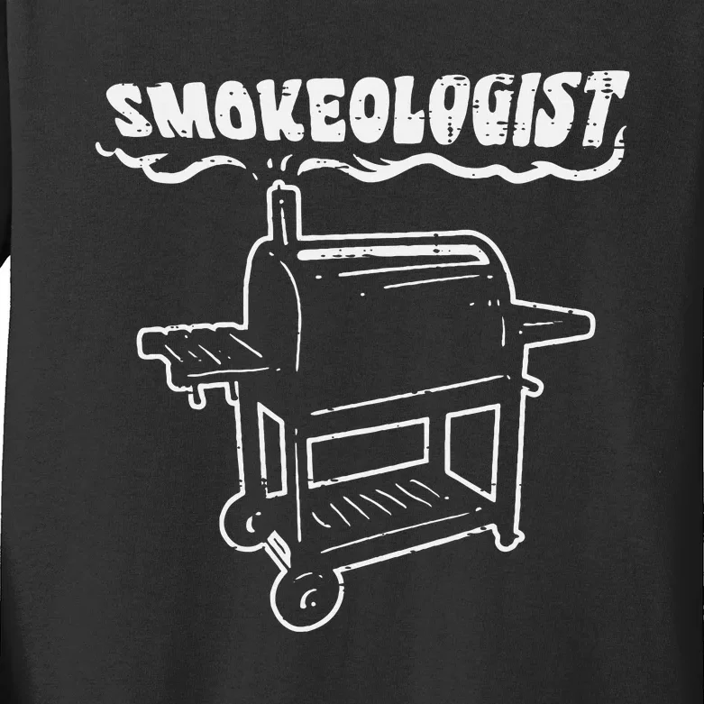 Smokeologist Funny Bbq Barbecue Grill Pitdad Kids Long Sleeve Shirt