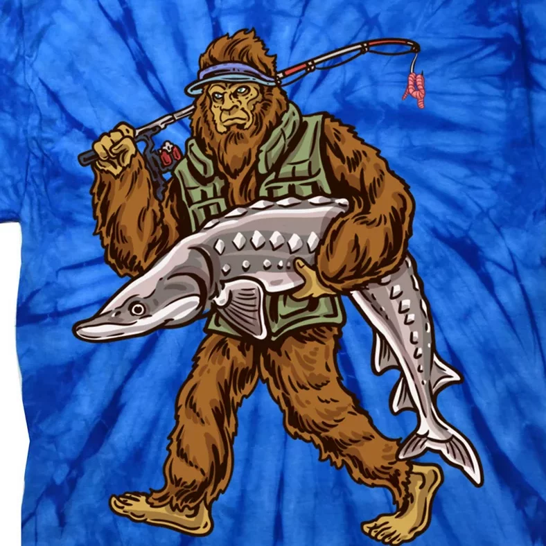 Sturgeon Fishing Bigfoot Fisher Gift Tie-Dye T-Shirt