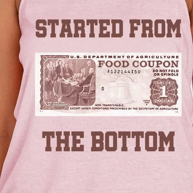 Started From Bottom Food Stamp Coupon Apparel Women's Knotted Racerback Tank