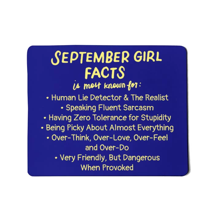 September Facts Birthday Funny Gift Born In September Virgo Gift Mousepad