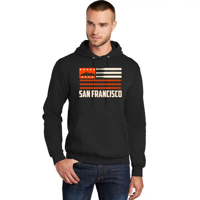 San Francisco Baseball Flag Patriotic Vintage Tall Hoodie