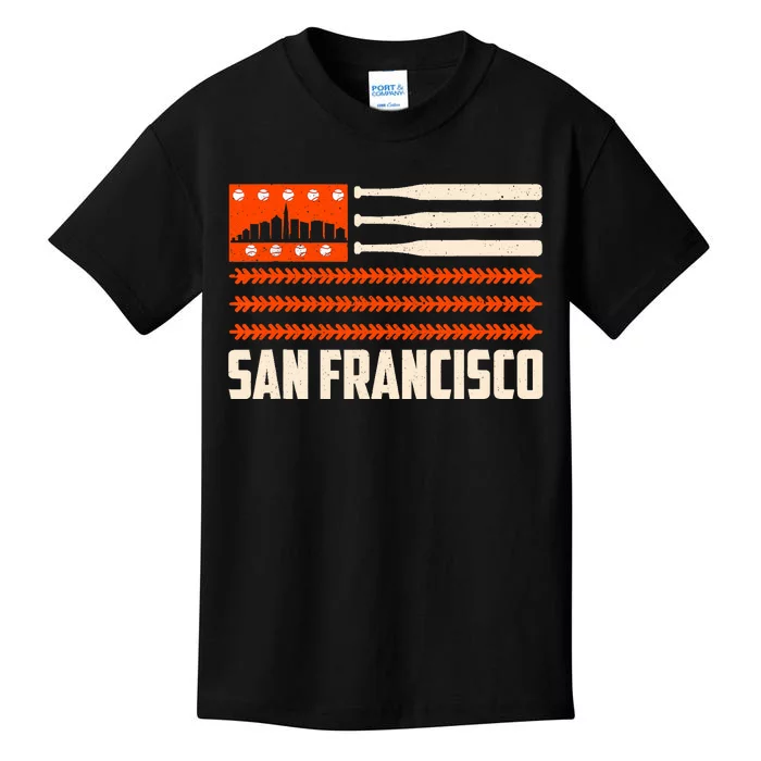 San Francisco Baseball Flag Patriotic Vintage Kids T-Shirt