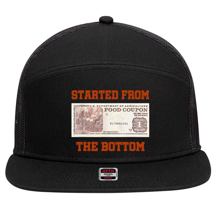 Started From Bottom Food Stamp Coupon Apparel 7 Panel Mesh Trucker Snapback Hat