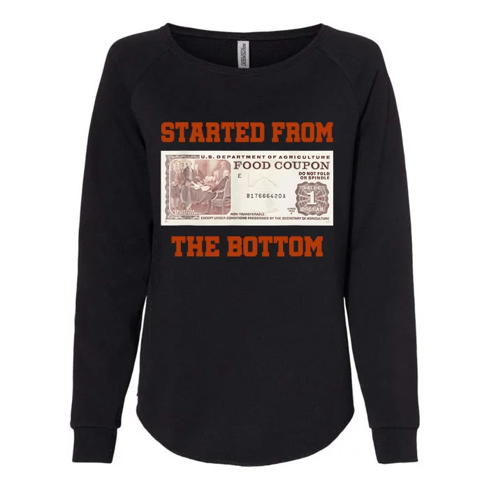 Started From Bottom Food Stamp Coupon Apparel Womens California Wash Sweatshirt