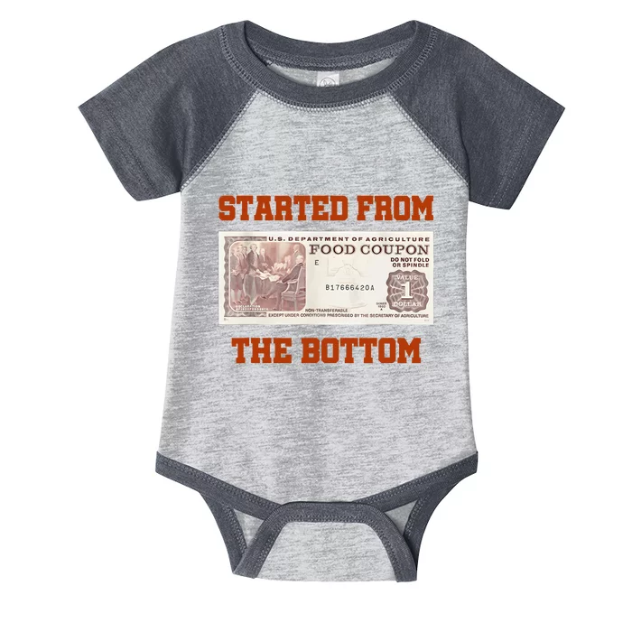 Started From Bottom Food Stamp Coupon Apparel Infant Baby Jersey Bodysuit