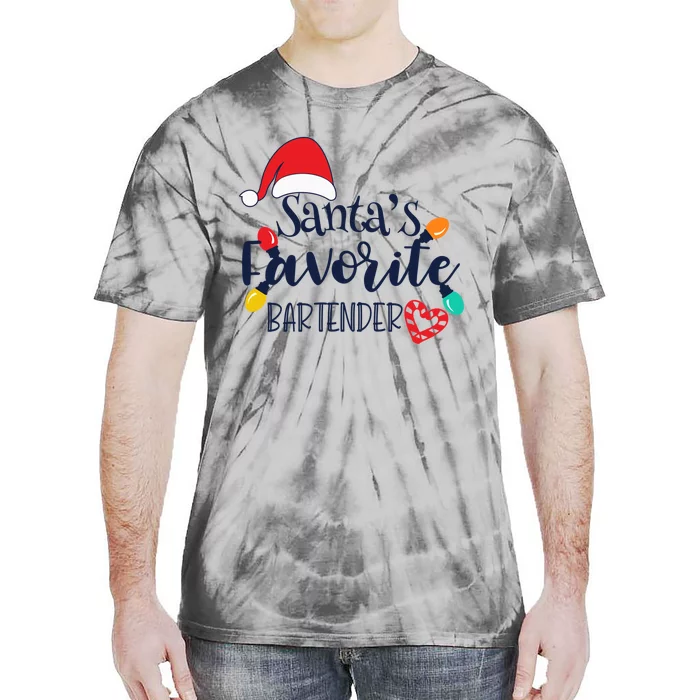 Santa's Favorite Bartender Christmas Funny Xmas Gift Tie-Dye T-Shirt