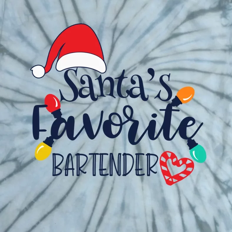 Santa's Favorite Bartender Christmas Funny Xmas Gift Tie-Dye T-Shirt