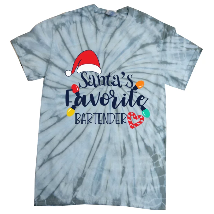 Santa's Favorite Bartender Christmas Funny Xmas Gift Tie-Dye T-Shirt