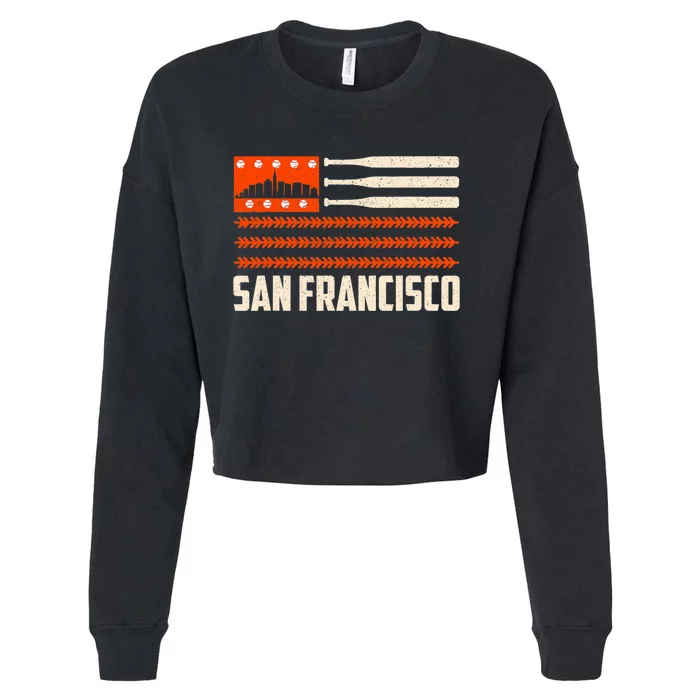 San Francisco Baseball Flag Patriotic Vintage Cropped Pullover Crew