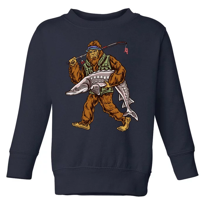 Sturgeon Fishing Bigfoot Fisher Toddler Sweatshirt