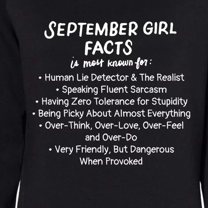 September Facts Birthday Funny Gift Born In September Virgo Great Gift Womens California Wash Sweatshirt