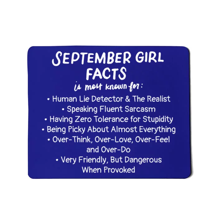 September Facts Birthday Funny Gift Born In September Virgo Great Gift Mousepad