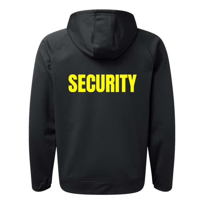 Security Front & Back Print Staff Event Uniform Bouncer Front & Back Performance Fleece Hoodie