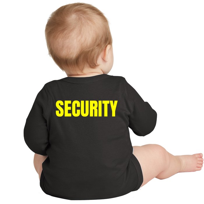 Security Front & Back Print Staff Event Uniform Bouncer Front & Back Baby Long Sleeve Bodysuit