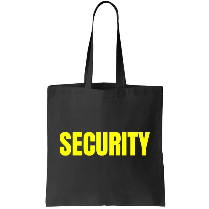 Security Front & Back Print Staff Event Uniform Bouncer Front & Back Tote Bag