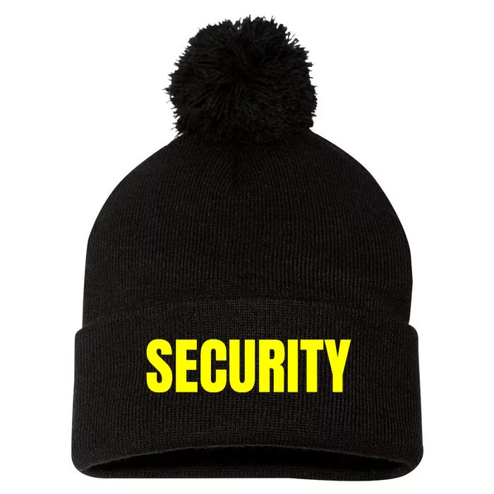 Security Front & Back Print Staff Event Uniform Bouncer Front & Back Pom Pom 12in Knit Beanie