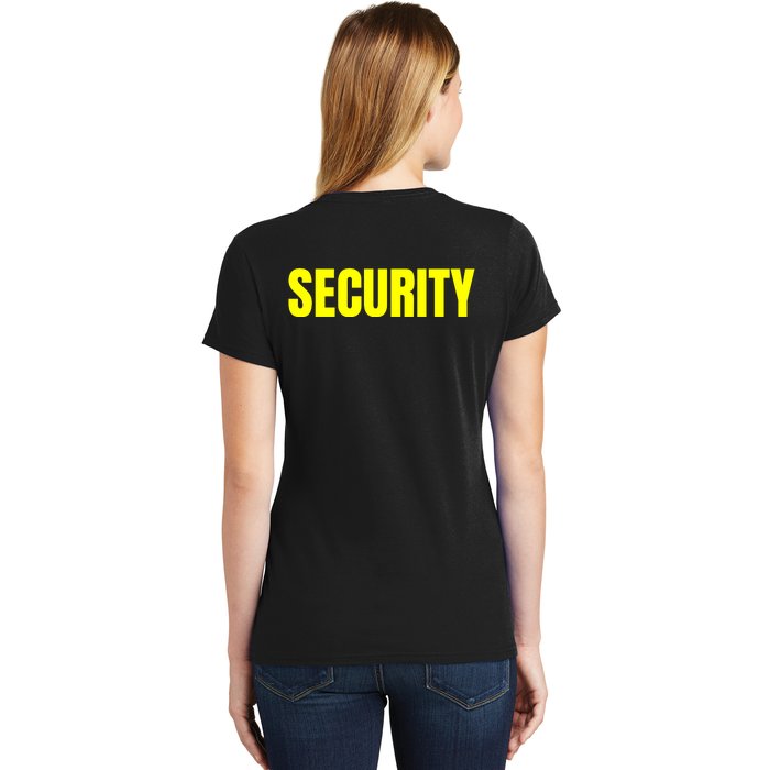 Security Front & Back Print Staff Event Uniform Bouncer Front & Back Women's T-Shirt