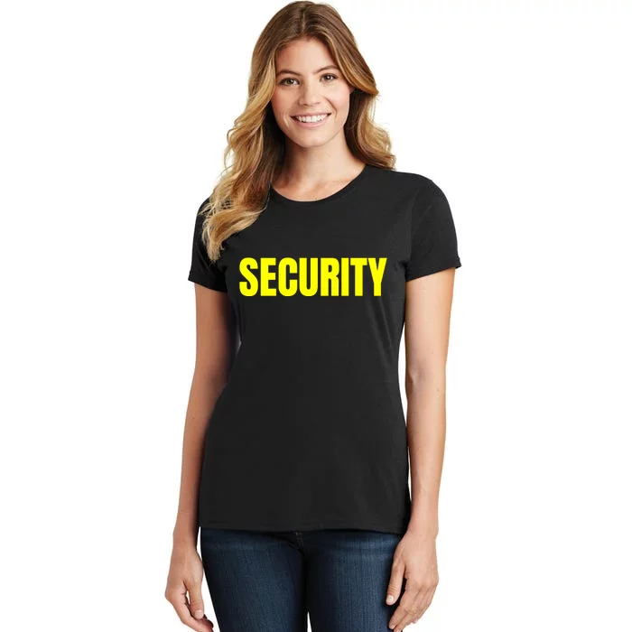 Security Front & Back Print Staff Event Uniform Bouncer Front & Back Women's T-Shirt